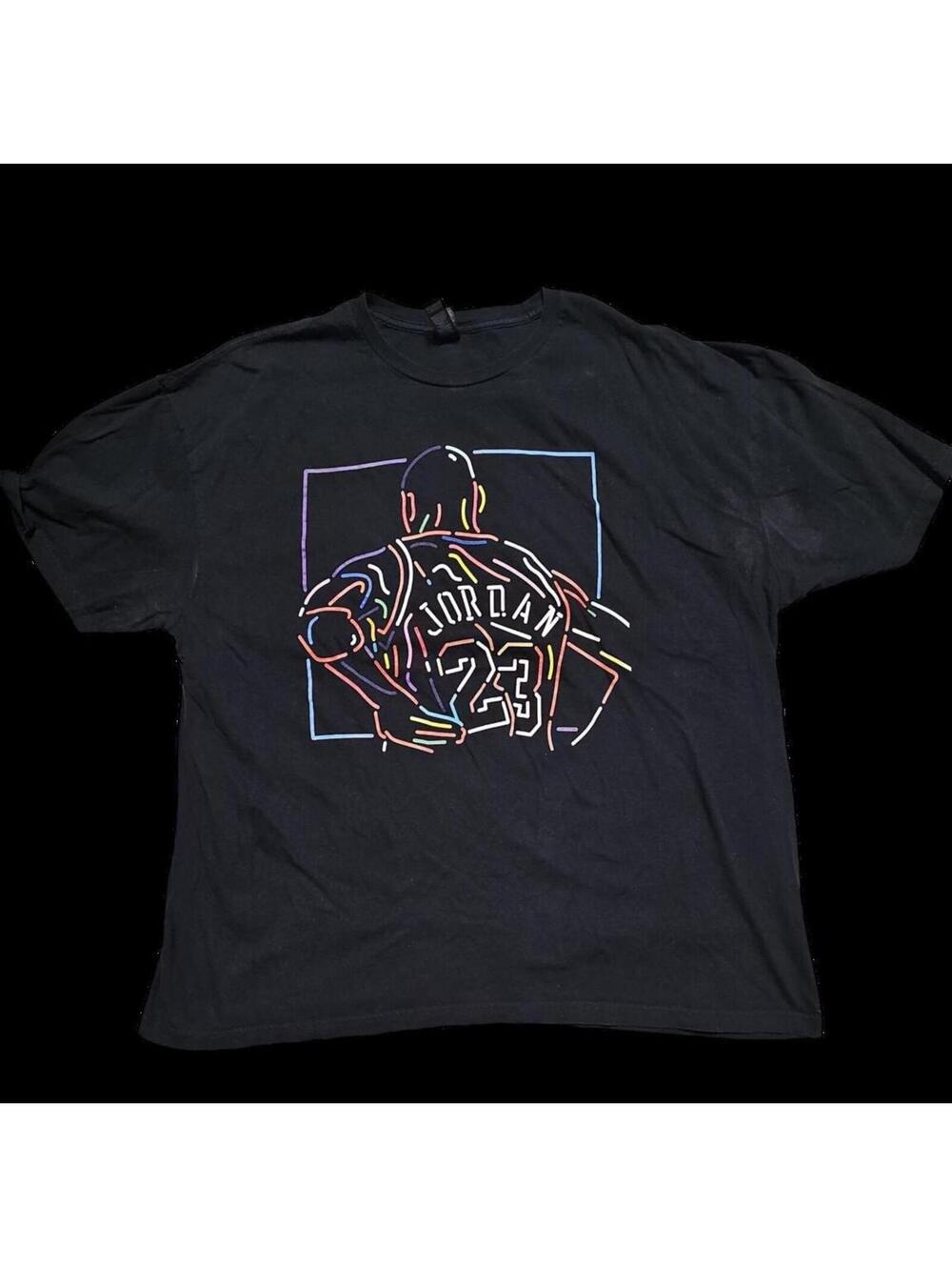 Jordan 23 Line Art Graphic Tee Black 3XL Gildan Softstyle White Staining